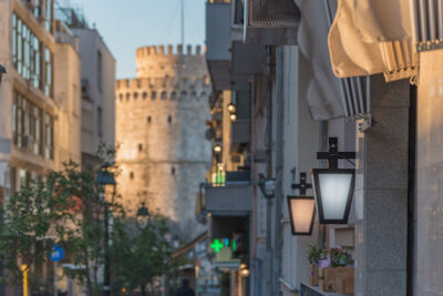 Beautiful,View,Of,White,Tower,During,Sunrise,In,Thessaloniki,,Greece.