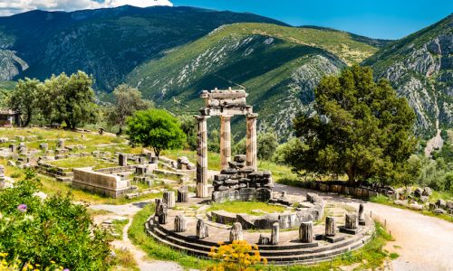 Temple,Of,Athena,Pronaia,At,Delphi.,Unesco,World,Heritage,In
