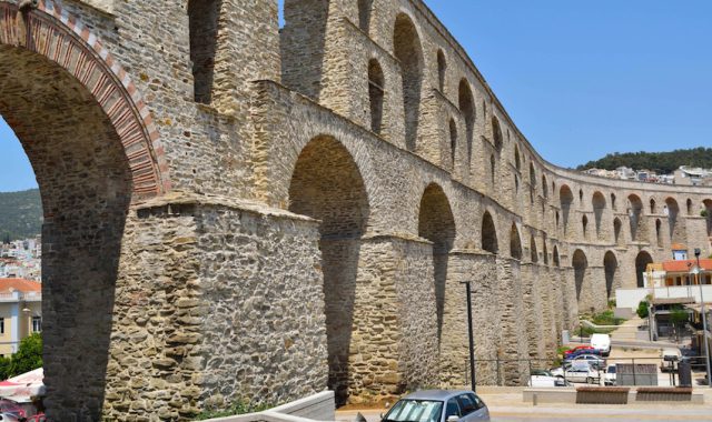 Medieval,Aqueduct,In,City,Kavala,,Greece.