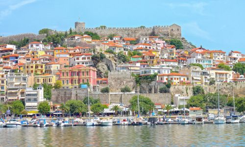 View,Of,Kavala,City:,Yachts,In,The,Harbour,,Medieval,Fortress