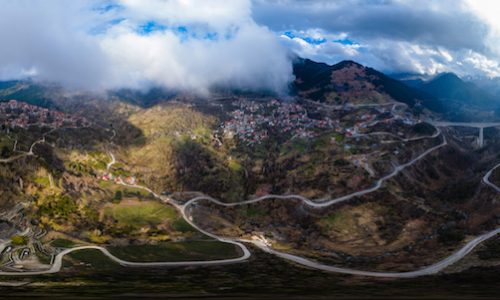 Wide,Panorama,Of,Metsovo,Town,In,Epirus,,In,The,Mountains