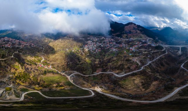 Wide,Panorama,Of,Metsovo,Town,In,Epirus,,In,The,Mountains