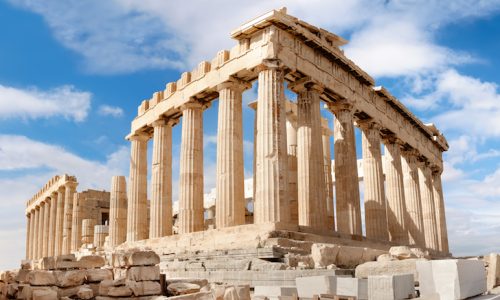 Parthenon,Temple,On,A,Bright,Day.,Acropolis,In,Athens,,Greece